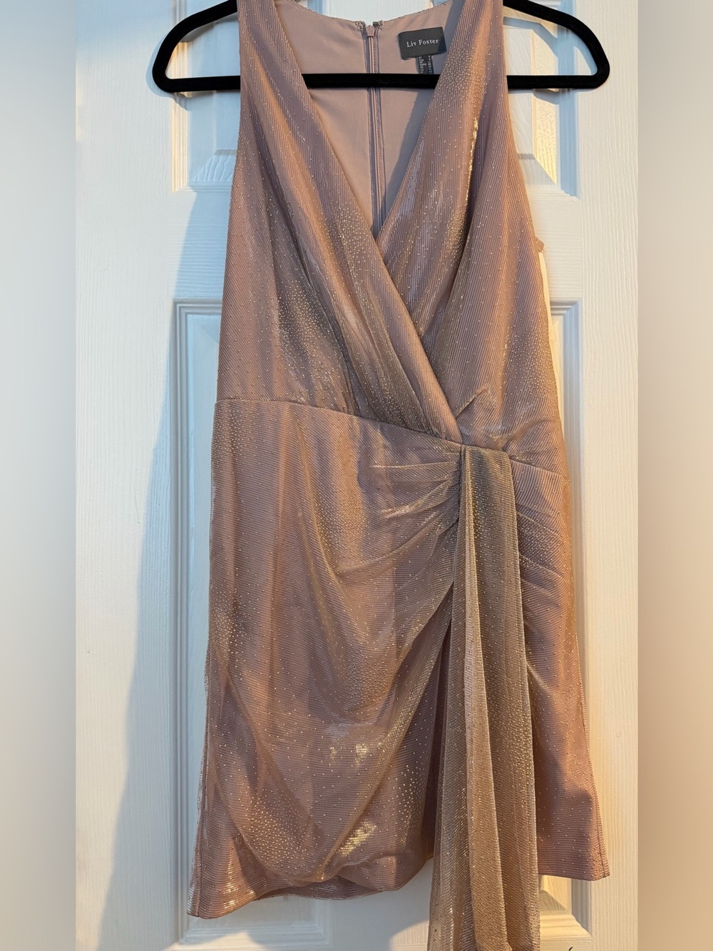 Liv Foster Shimmery Blush Pink Mini Dress